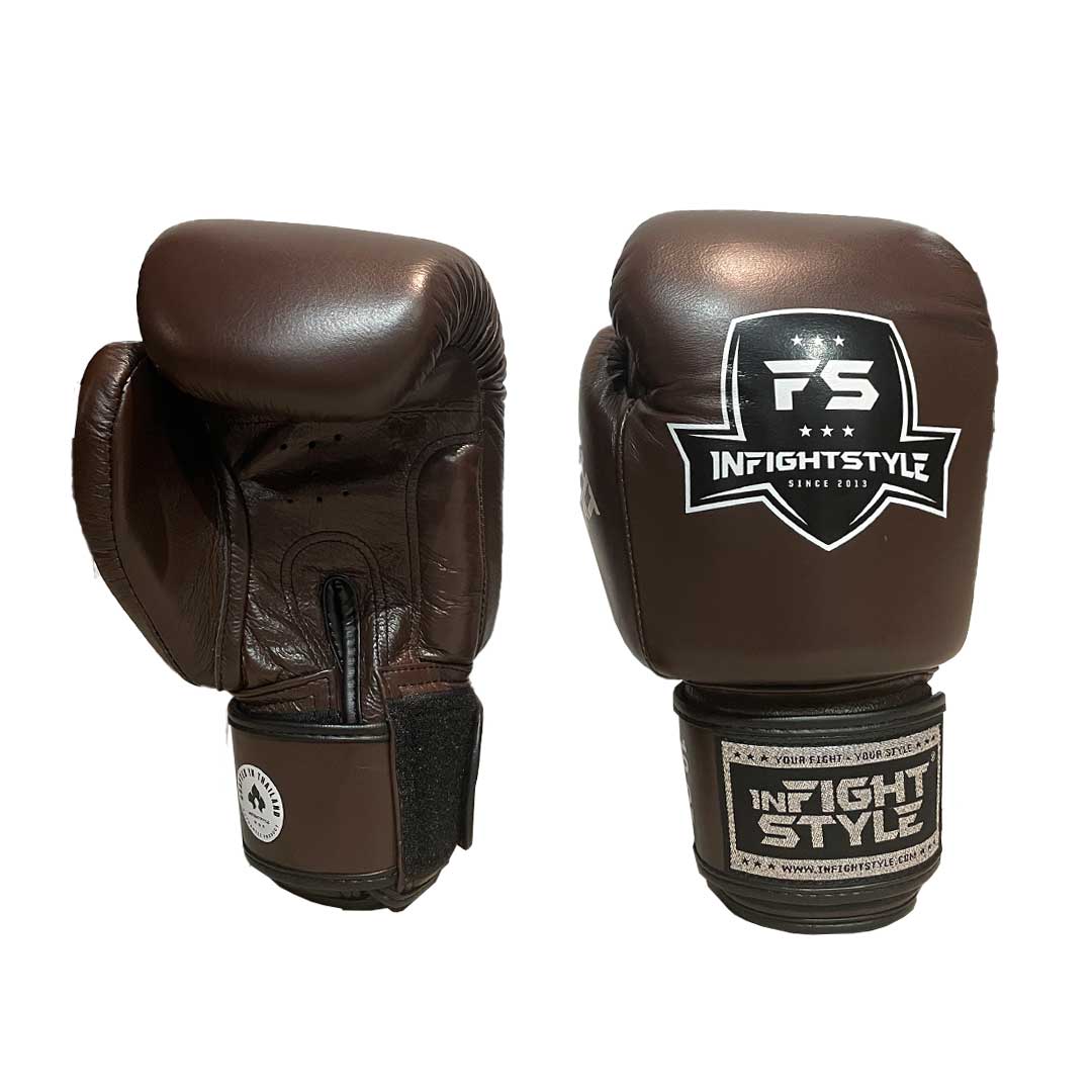 InFightStyle Classic Muay Thai Boxing Gloves Leather (Chocolate